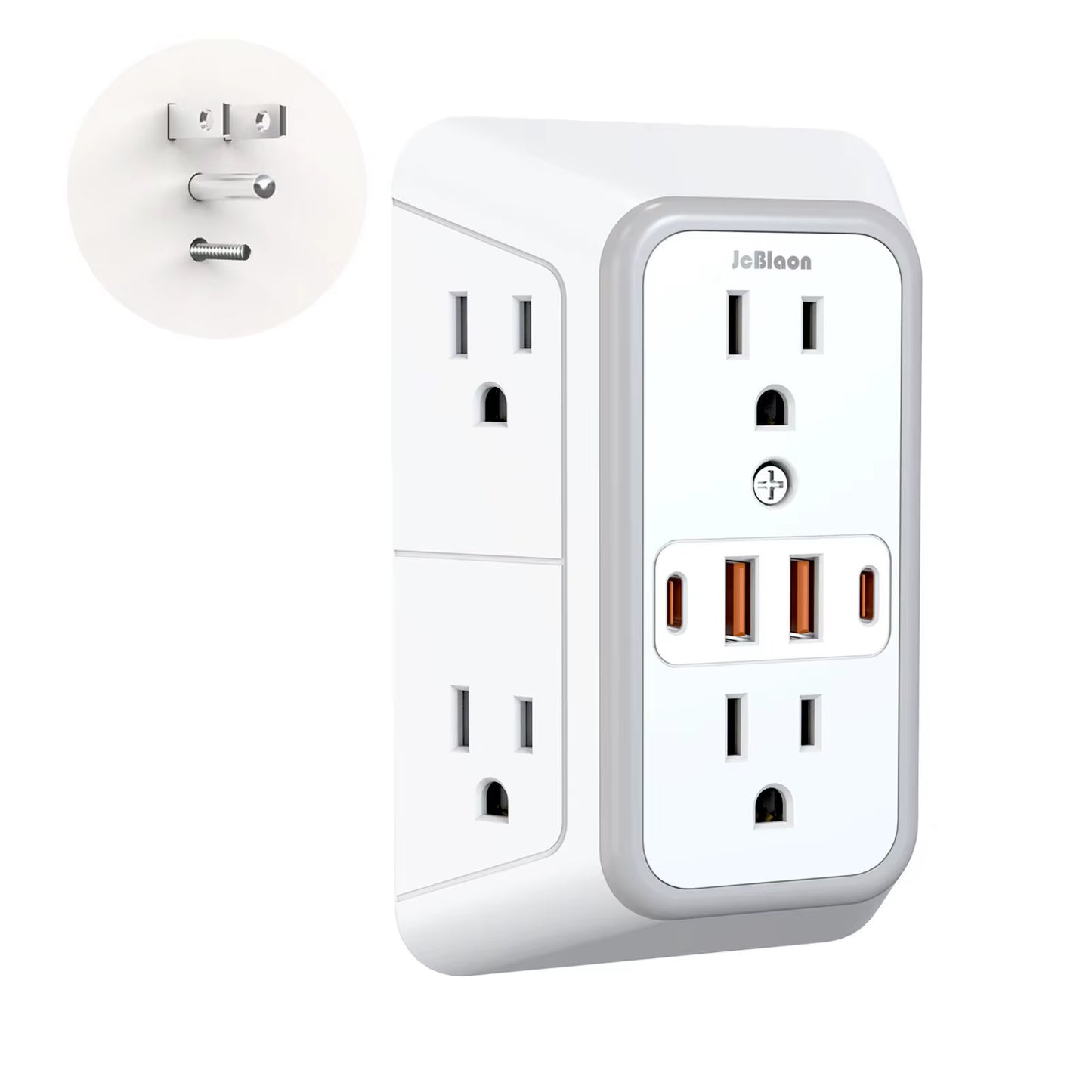 10-In-1 US Plug Power Strip,Surge Protector 6 AC Outlets 2 USB 2 Type-C,Desktop Charging Station for Home Office Kitchen Bedroom