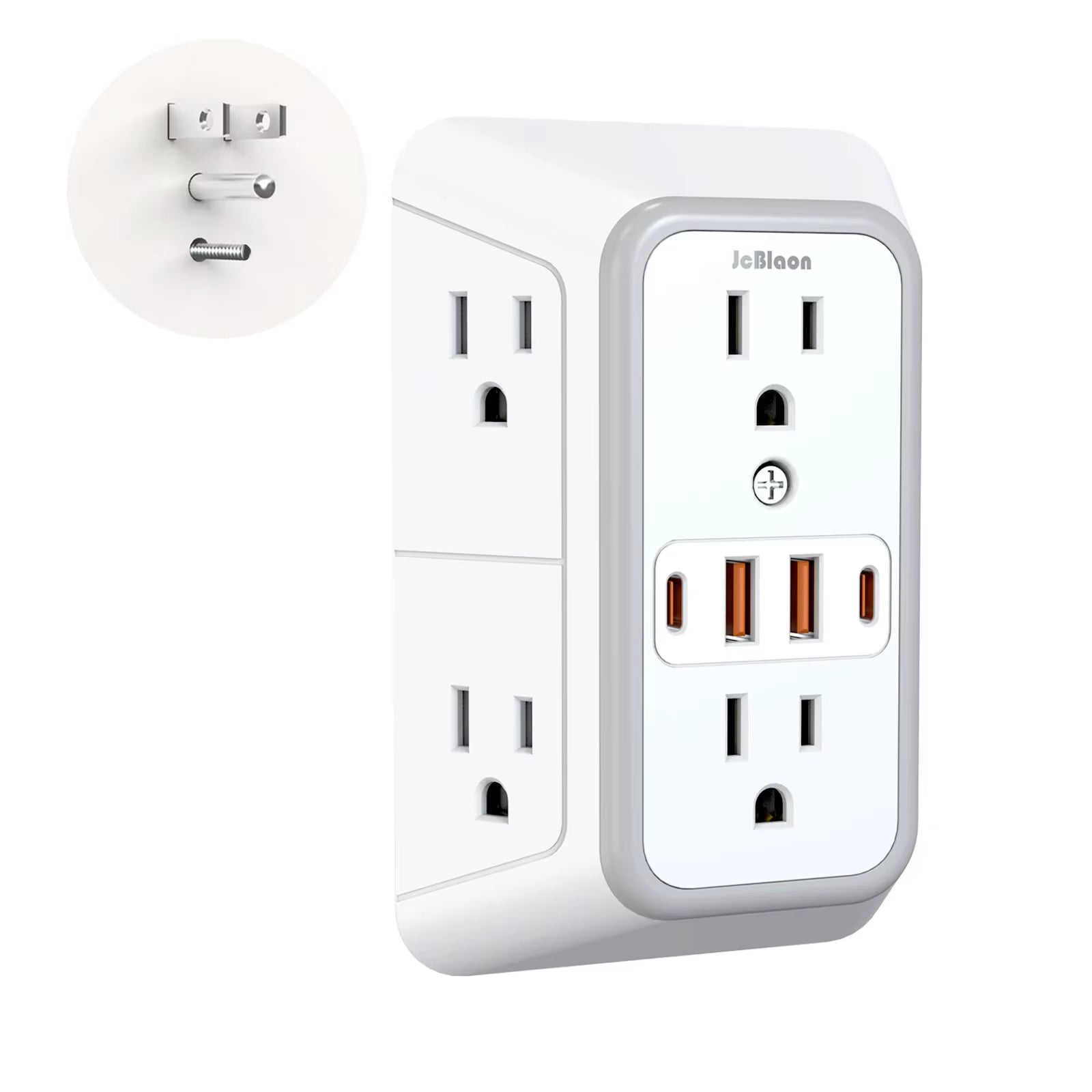 10-In-1 US Plug Power Strip,Surge Protector 6 AC Outlets 2 USB 2 Type-C,Desktop Charging Station for Home Office Kitchen Bedroom