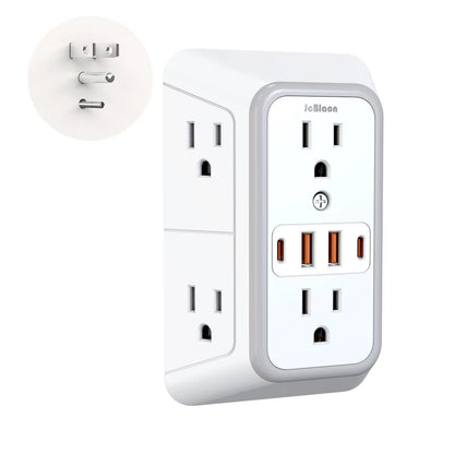 10-In-1 US Plug Power Strip,Surge Protector 6 AC Outlets 2 USB 2 Type-C,Desktop Charging Station for Home Office Kitchen Bedroom
